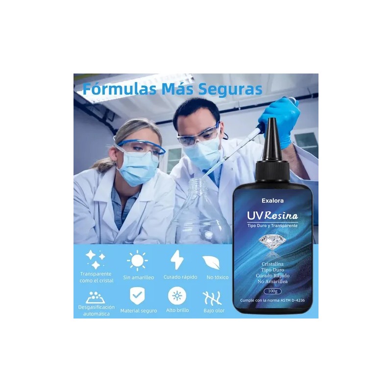 Kit De 200g Resina Uv Transparente Antihuella Con Luz