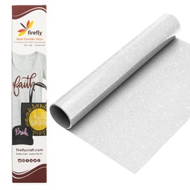 Firefly Craft - Vinilo de transferencia de calor blanco con purpurina, vinilo HTV para Cricut - Vinilo de prensa de calor para transferencias de camisas - Hojas de tela para planchar - 3 piezas, 12 x