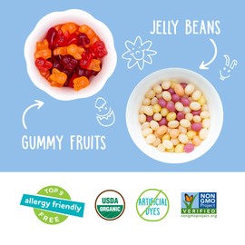 YumEarth Easter Egg Hunt Kit - 12 Eggs with Individually Wrapped Candy Snack Packs - Organic Gummy Fruits & Jelly Beans in Spring Flavors - Allergy Friendly, Gluten Free, Non-GMO, Vegan, No Artificial Dyes