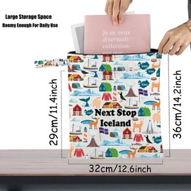 JXGZSO Iceland Travel Gift Next Stop Iceland Cosmetic Bag Iceland Travel Pouch Bag Iceland Vacation Makeup Bag Traveler Gift, Next Stop Iceland Grocery Bag, Fashion