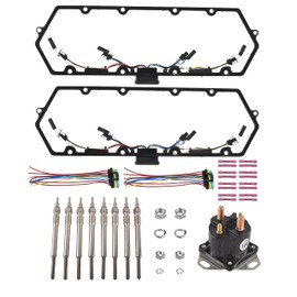 FGJQEFG Valve Cover Gaskets + Harness Glow Plugs + BK Relay with Inner Injector Compatible with 7.3L Ford F250 F350 E250 E350 Diesel Powerstroke 98-03 Replace F4TZ12A342BA F81Z6584AA F81Z-12B533-AC