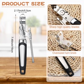 Gisafai 20 Pieces Manual Can Opener Bottle Openers Large Turn Knob Can Openers with Safety Smooth Edge 3-in-1 Labor-saving Handle Cap Opener Kitchen Lid Pry Opener Sharp Cutting Wheel Openers