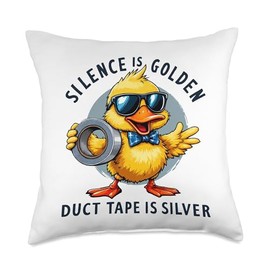 Antisocial Duck Funny Duct Tape With Sarcastic Attitude Throw Pillow