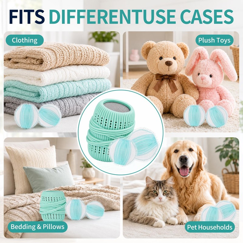16PCS Pet Hair Remover and Laundry Ball Set, Reusable Dog