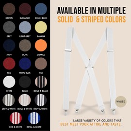 Hold'Em X-Back Men's Suspenders, Adjustable and Stretchable, Durable Straight Clip-on, Men Accessories for Casual and Formal Outfits, 54 inches, White