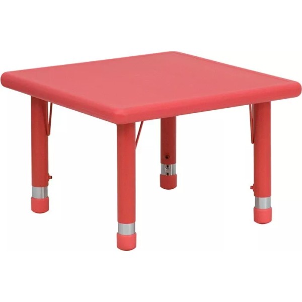 Belnick 24'' Square Height Adjustable Red Plastic Activity Table -