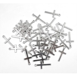 Royee 40 Pcs Cross Charms Vintage Antique Silver Small Metal Jesus Christ Pendants Jewelry Findings for Bracelets Necklace DIY Craft Gift Keychain Birthday Jewelry Making Accessories (40 Silver)
