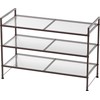 SIMPLE HOUSEWARE 3-Tier Stackable Mesh Shoe Rack, Bronze