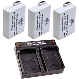 BM Premium 3 Pack of LP-E8 Batteries and Dual Bay Battery Charger for Canon EOS Rebel T2i, T3i, T4i, T5i, EOS 550D, EOS 600D, EOS 650D, EOS 700D DSLR Digital Cameras