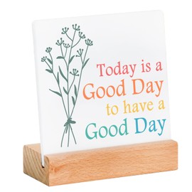 Vuzvuv Positive Desk Decor Sign for Office Home,A Good Day Sign Spring Decorations Table Decor for Women Men Work Home,Cute Office Desk Accessories Inspirational Gift for Women Men Friend