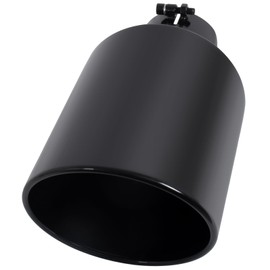 EVERESTWAY Stainless Steel 4 Inch Inlet Diesel Exhaust Tip Tailpipe, 8" Outlet 15" Long Rolled End Angle Cut Bolt On Exhaust Tail Pipe 4"x8"x15" Polished Chrome Universal Car