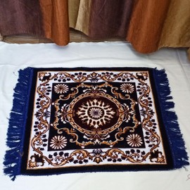 Pooja Aasan 20" inch in Stylish Velvet for puja and Yoga Meditation Prayer Mattress Mat 1 Pcs (20 X 20 inch) Multipurpose Puja Cloth/Pooja Aasan/Car Seat Cover/Sofa Set Mat/Home Decor Rug Carpet Blue