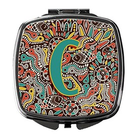 Caroline's Treasures CJ2013-CSCM Letter C Retro Tribal Alphabet Initial Compact Mirror, Multicolor