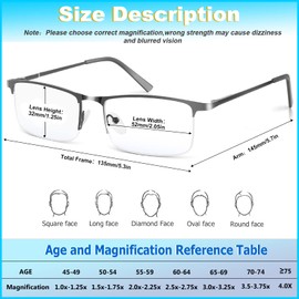 WEIMELTOY 3 Pack Blue Light Blocking Reading Glasses for Men, Stylish Half Frame Metal Computer Readers, Lightweight Spring Hinge Eyeglasses Anti Eyestrain/Glare/UV (Black, 1.0)