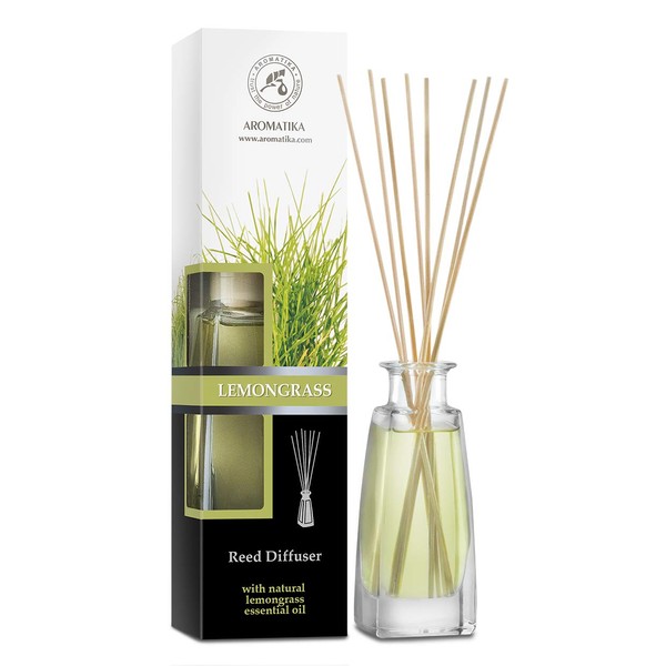 Lemongrass Diffuser w/ Lemongrass Oil 3.4 Fl Oz - Scented Reed Diffuser - 0% Alcohol - Diffuser Gift Set - Best for Aromatherapy - Room Air Fresheners - Lemongrass Essential Oil Diffuser