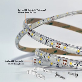 MMSD 100 Pack LED Strip Light Clips Strip Light Mounting Brackets with 102 Screws Suit for 8mm Wide Waterproof Strip Light