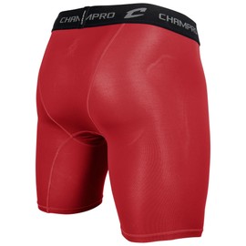Champro Polyester/Spandex Compression Short, Youth Small, Scarlet