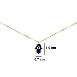 MYSTIC JEWELS 925 Sterling Silver Hamsa Hand of Fatima Enameled Turkish Eye Necklace, 1 x 0.7 cm, Navy Blue, Unisex