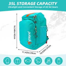 Hytiland Ski Boot Bag, 32L Ski and Snowboard Boot Travel Backpack, Ski and Snowboard Boots Bag for Ski Boots Ski Helmet Goggles and Snowsuits for Women and Youth