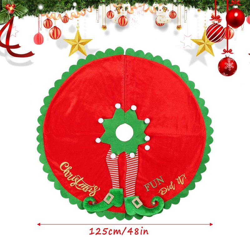 Elf Christmas Tree Skirt, 125 cm / 48 inches, Large