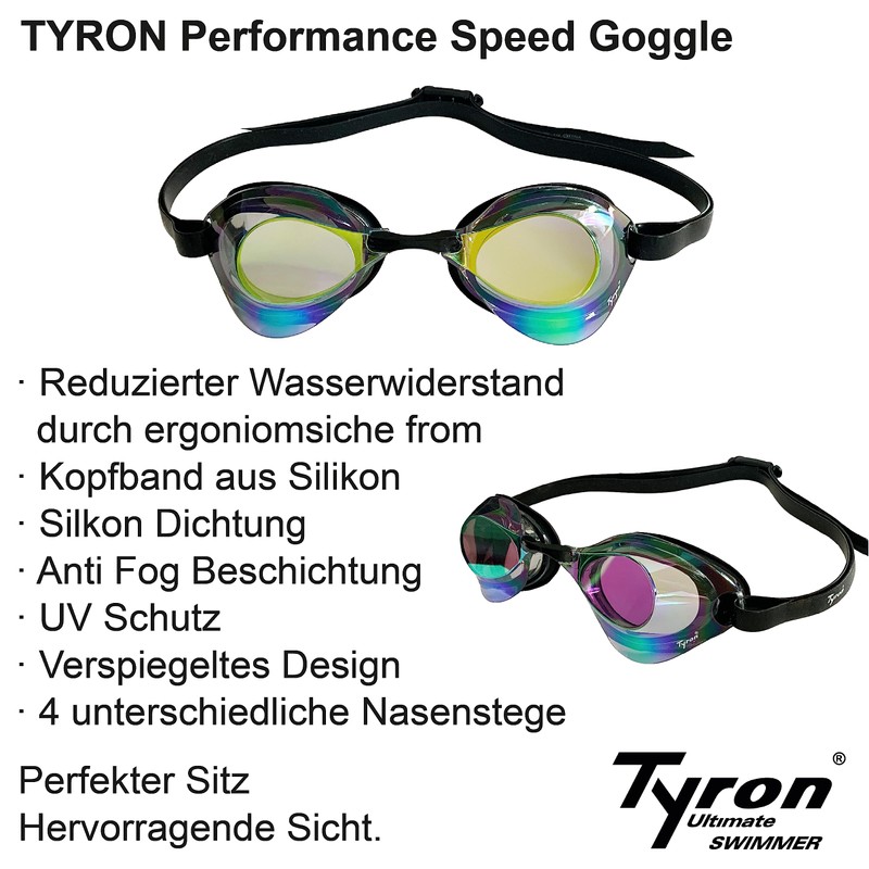 Tyron Performance Speed Goggle (Black Mirrored), Swimming Goggles | Training