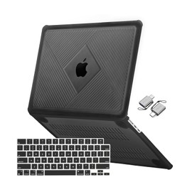 MOSISO Compatible with MacBook Air 15 inch Case 2025 2024 2023 Release M3 A3114 M2 A2941, Anti-Fingerprint Heavy Duty Streaks Geometric TPU Bumper Plastic Hard Shell Case&Keyboard Cover&Type C, Black