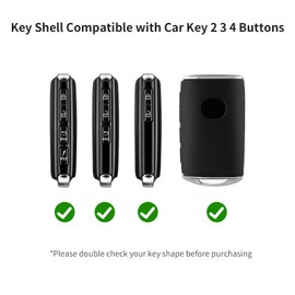 T-carbon Key Fob Cover Compatible with Mazda with Keychain,Carbon Fiber Key Case Protector Compatible with Mazda 3 6 Mazda 3 Hatchback CX-3 CX-30 CX-5 CX-50 CX-9 CX-90 Smart Key 2019-24,Black