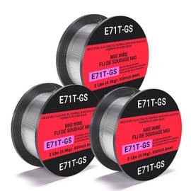 0.030 flux core welding wire, 2 Spools E71T-GS Low Splatter gasless Carbon Steel Mig Welding Wire Compatible (0.030-Inch 2LB 3PACK)
