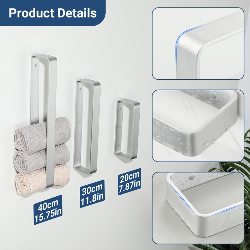 SAYAYO Brushed Nickel Hand Towel Holder for Bathroom Wall, 12