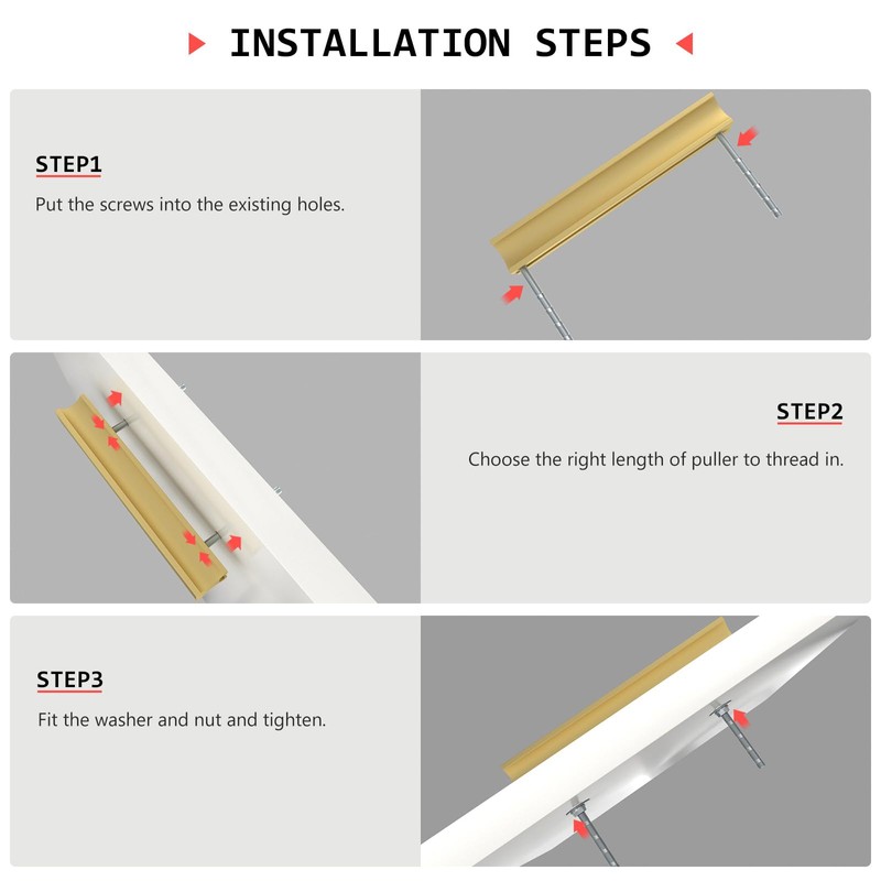 homdiy 10 Pack Adjustable Brushed Brass Cabinet Pulls 1" to