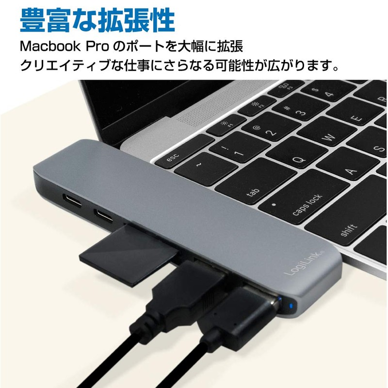 LogiLink Type-C Aluminum Body Multifunction Hub USB3.0/SD/Micro SD/Thunderbolt 3/4K HDMI