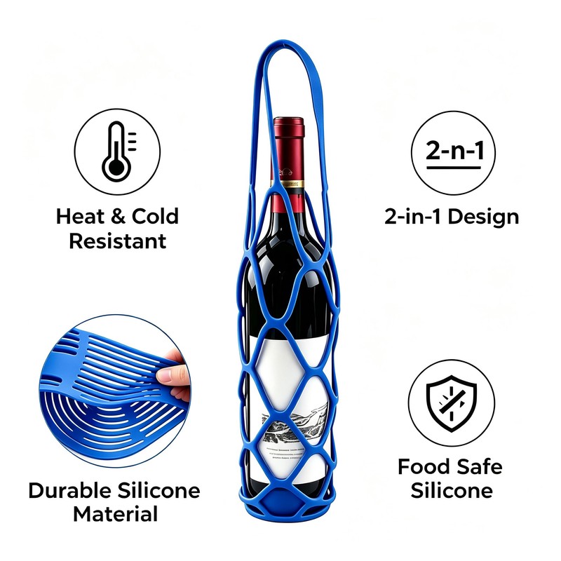 3 Pack Silicone Drink Carrier, Wine Bottle Holder