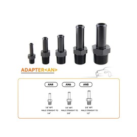 YSIL 1/4 NPT Male to 3/8" OD Barb Straight Fitting Adapter Push on Hose Fuel Line Connector Aluminum Black 2PCS