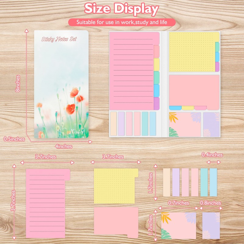 Sticky Notes Set, Post Self-Stick Notes Pads for Journaling Notebook