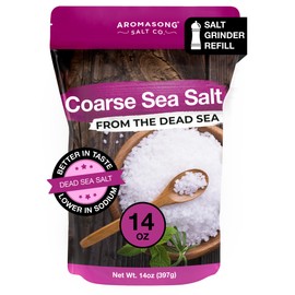 Aromasong Aromasong Coarse Sea Salt for Grinder Refill - Dead Sea Salt in Resealable Bag - Pure & Natural Sun Dried, Unrefined, Gluten Free, For Daily Cooking & Pickling Salt - 14 oz.