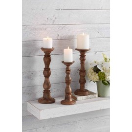 Beaded Wood Candlestick