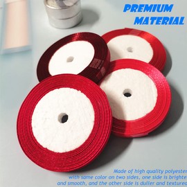 Morices 4 Rolls 24 Yards Fabric Satin Ribbon, 10mm Single Face Ribbons Rolls Craft Ribbons Embellish Ribbons for Bouquet Gift Wrapping Wedding Party Decoration Hair Bows Making (Red Series)