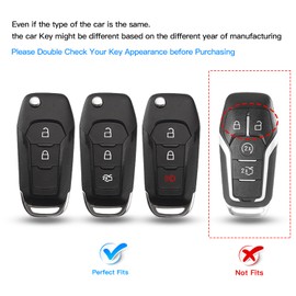 QBUC for Ford Key fob Cover,TPU Key Case Protector Compatible with 2015 2016 2017 2018 2019 Ford F150 F250,Focus 3 Escort Kuga Everest Fiesta Mustang Edge MKV Fusion 2016 Ranger flip Remote Key,Red