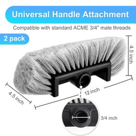 Tanlade 2 Pcs Car Wash Brush Head with Soft Detailing Bristle Flow Through Car Cleaning Brush Exterior Wash Equipment for Auto Truck RV Boat Camper(12 Inch,Gray)