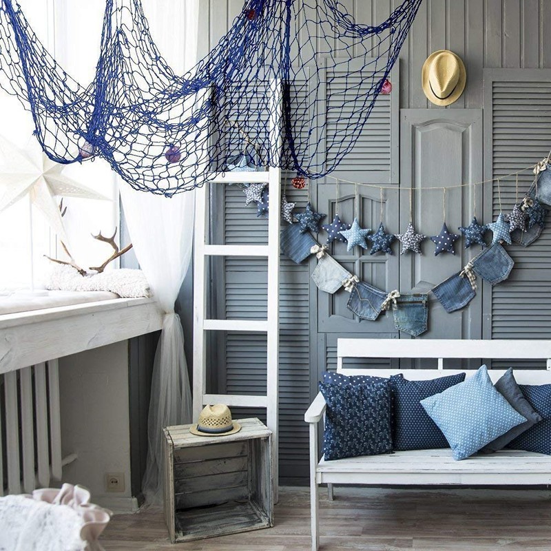KAIAIWLUO Decorative Fishing Net,Nautical Fish Net Mediterranean Fish Netting Decor