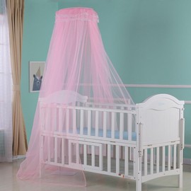 Crib Mosquito Net Crib Dome Bed Canopy Foldable Cot Net Tent Universal Palace Style Dome Bed Curtain (Stand Rod NOT Included)