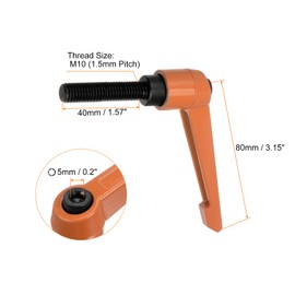 sourcing map 4pcs Adjustable Clamping Lever Handles M10 x 40mm Male Thread Bolt Knobs Rotating Screw Locking Quick Release Ratchet Push Button Handle, Orange
