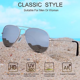 Dikley Classic Aviator Style Sunglasses for Men Women 100% UV400 Protection Glass Lenses Metal Frame