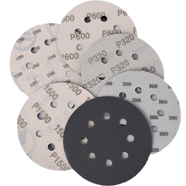 24 PCS Orbital Sander Discs, 125mm Sanding Discs 320/600/800/1000/1200/1500/2000/3000 Grit