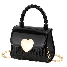 JUCHAO Mini Purse for Toddler Girls Crossbody Cute Princess Handbags Shoulder Bag for Toddler Little Girl (Black Heart)