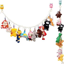 OYINDIZ Stuffed Storage Chain 2PCS, 80in Macrame Hanging Organizer for Bedroom, Playroom, Nursery Room, Corner Plush Net Holder Decor