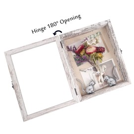 Hodeframe Shadow Box Frame 8x10, Wood Shadow Box Display Case with Glass Window Metal lock, Memory Box for Memorabilia Awards Medals Photos White