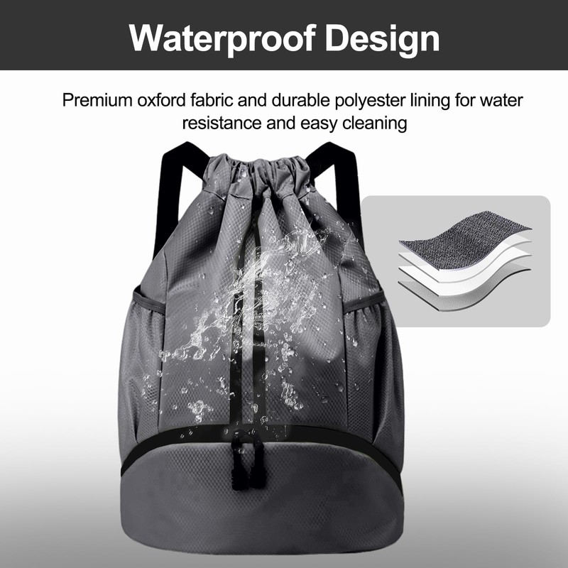 Hoedia Sports Drawstring Backpack - String Swim Gym Bag with