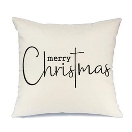 RABUSOFA Christmas Pillow Covers 20x20 Inch,Merry Christmas Decoration Throw Pillow Covers,Xmas Winter Holiday Decor Cushion Covers,Farmhouse Gift Pillowcase for Home Sofa Couch White(E)