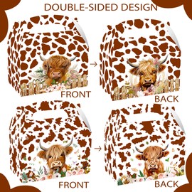 JeVenis 12 PCS Highland Cow Party Favors Bags Boxes Highland Cow Party Supplies Treat Favors Bags Boxes for Brown Cow Western Party Highland Cow Baby Shower Birthday